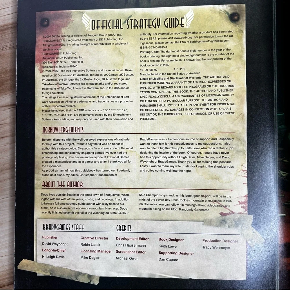BioShock Gaming Guide by BradyGames - Black and Blue Edition